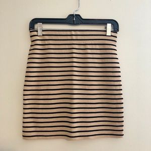 Beige and black striped bodycon skirt